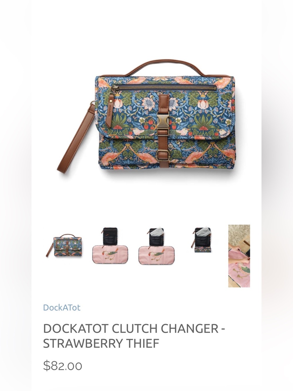 DockATot and Morris & Co. Strawberry Thief Floral Baby Clutch Changer
